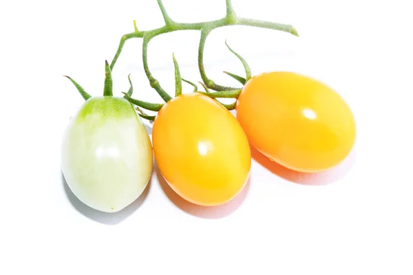 Tomates Cereja Amarelos Isolados Sobre Fundo Branco Fundo Comida Vista — Fotografia de Stock