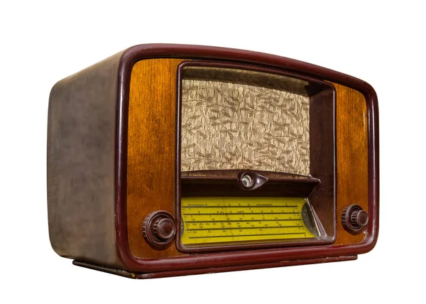 Old Radio White Background Side View Isolated Retro Style — Stock Photo, Image