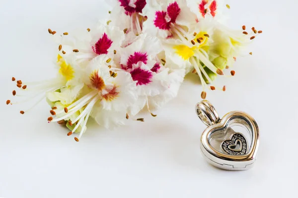 Jóias Para Mulheres Símbolo Coração Moda Moderna Amuletos Jóias Macro — Fotografia de Stock