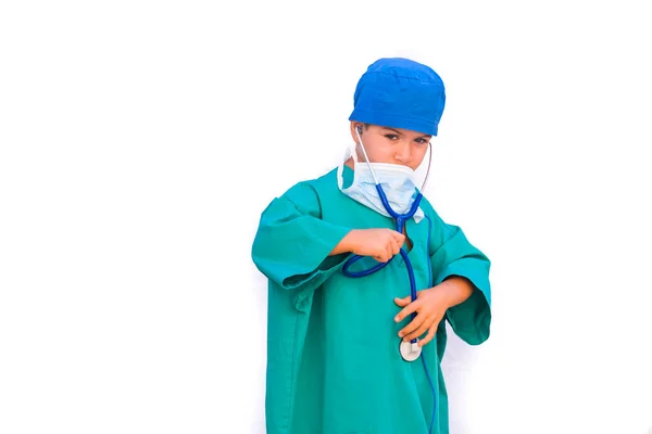 Enfant Habillé Comme Médecin Costume Médecin Chirurgien — Photo