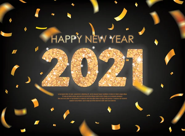 Altın 2021 Dağılmış Altın Konfetisiyle Mutlu Yıllar Vektör Llüstrasyonu Broşürler — Stok Vektör