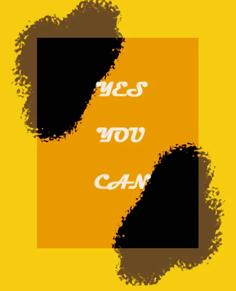 Yes You Can Text Modern Orange Frame Two Grunge Yellow — Stock fotografie