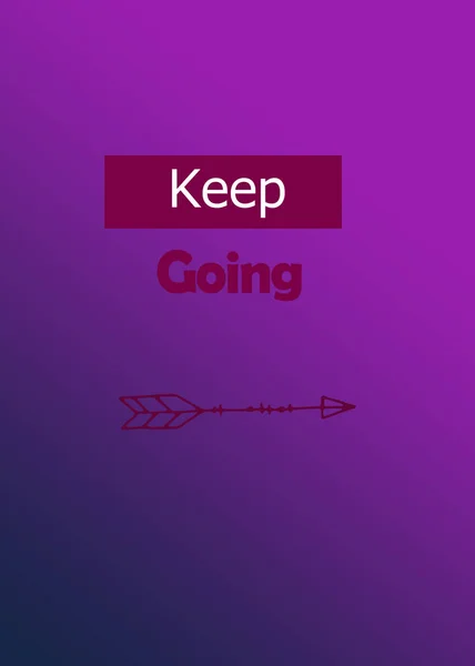 Keep Going Text Arrow Beautiful Purple Gradient Background Inspirující Motivační — Stock fotografie