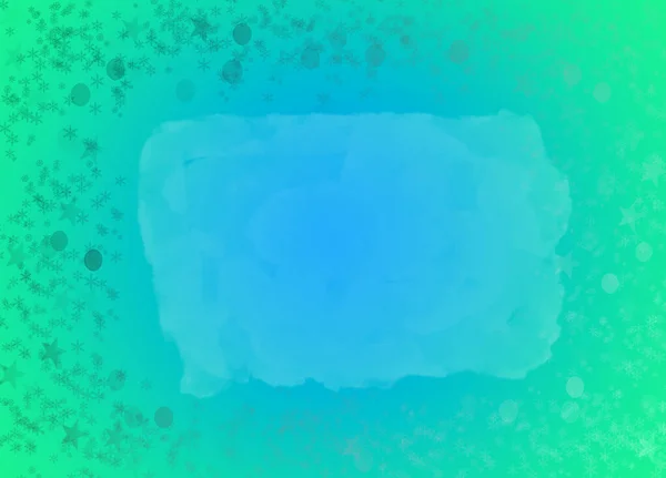 Bokeh Snow Flakes Design Frame Neon Blue Green背景テンプレート バナー ポスター — ストック写真