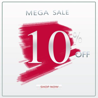 % 10 indirimli Mega İndirim Modern Silver Concept Banner Design with Shop Now Button.