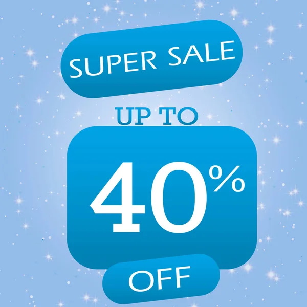 Up To 40% Off Super Sale Offer Banner Design On Blue Winter Theme Background.