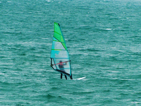 Water sports, man, sea and windsurfing.
