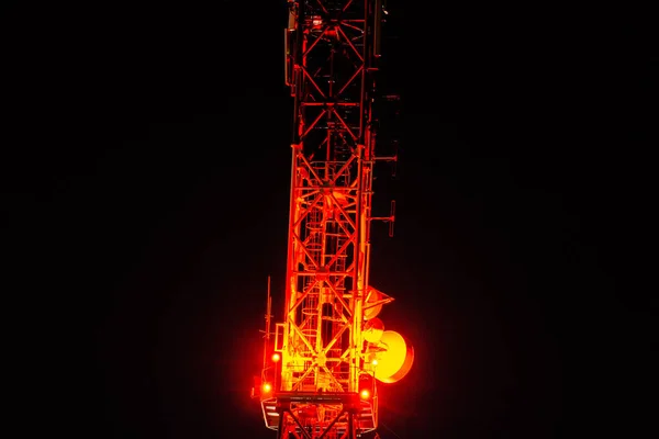 Нічна Вежа Телевізійна Комунікація — стокове фото