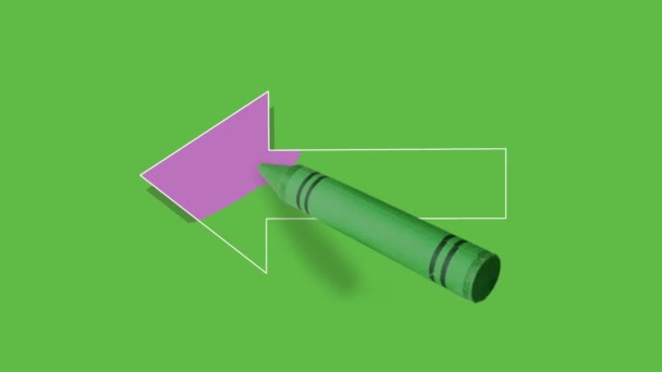 Drawing Pink Arrow Left Direction Green Background — Stock Video