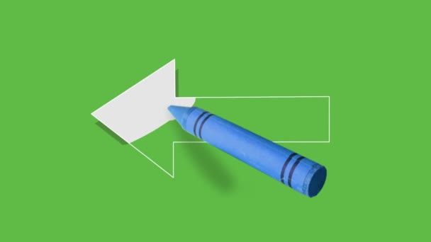 Drawing White Arrow Left Direction Green Background — Stock Video