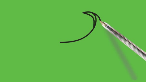 Рисование Большой Стрелки Левом Направлении Открытым Коротким Хвостом Зеленом Фоне — стоковое видео