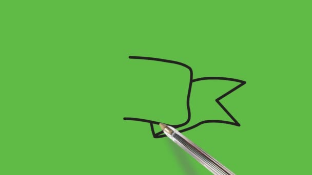 緑の背景に尾を持つ左方向に矢印を描く — ストック動画