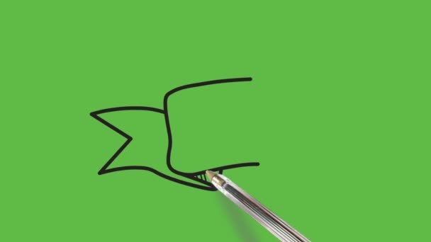 Drawing Arrow Right Direction Tail Green Background — Stock Video