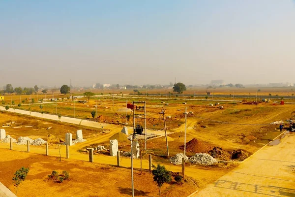 Jaipur Rajasthan India Juni 2020 Pandangan Drone Tentang Lahan Pertanian Stok Lukisan  