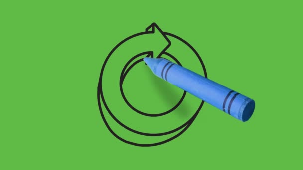 Zeichnung Eines Kreises Mit Pfeil Auf Grünem Hintergrund — Stockvideo