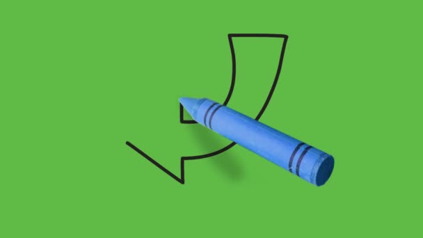 Disegno Una Freccia Laterale Sinistra Sfondo Verde — Video Stock