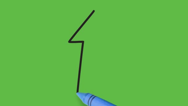 Dibujo Una Flecha Recta Hacia Arriba Sobre Fondo Verde — Vídeos de Stock