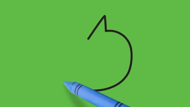 Drawing Arrow Circle Shape Green Background — Stock Video