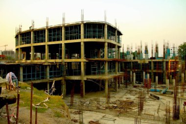 Jaipur, Rajasthan, Hindistan, - Mart 2020: Jaipur 'daki yeni binaların soyut görünümü
