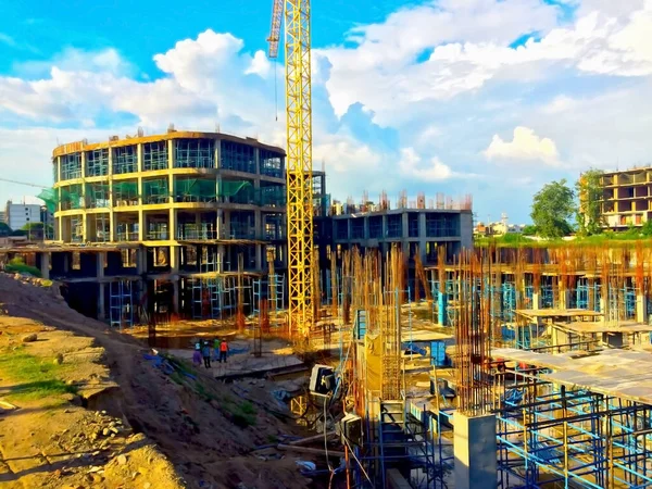 Jaipur Rajasthan Indie Marzec 2020 Abstrakcyjne Spojrzenie Nową Budowę Budynków — Zdjęcie stockowe