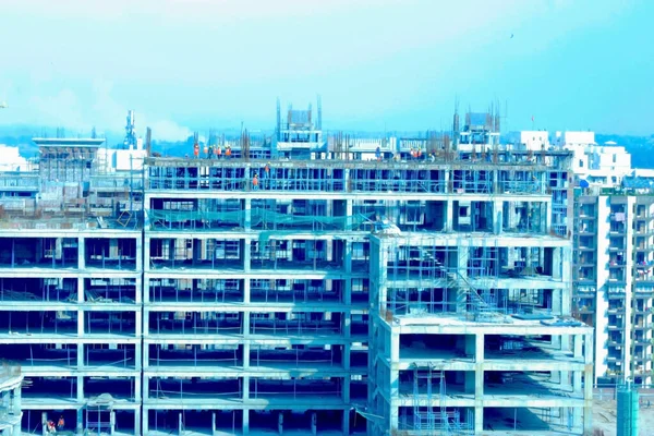 Jhansi, Madhya Pradesh, Hindistan, Mart 2020: Jhansi 'deki yeni binaların soyut görünümü