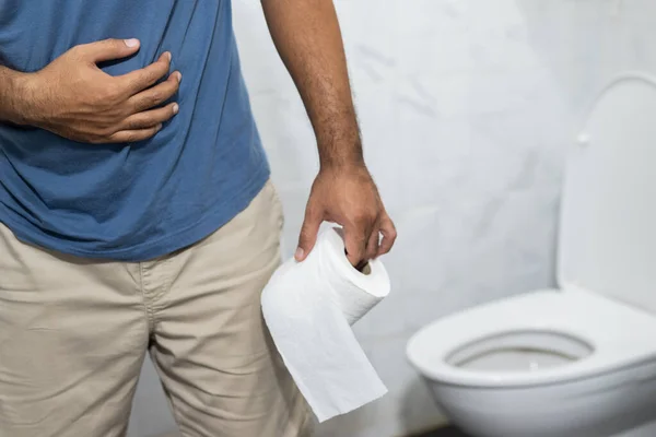Homme Diarrhée Est Ensuite Allé Aux Toilettes Pour Prendre Numéro — Photo