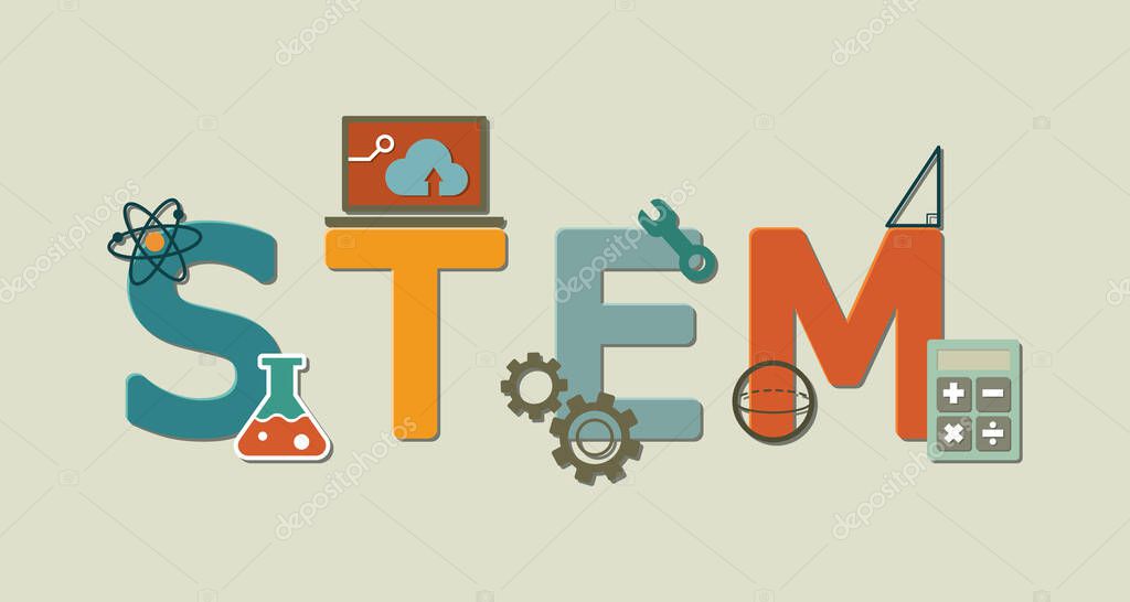 STEM logo Education banner, flat design