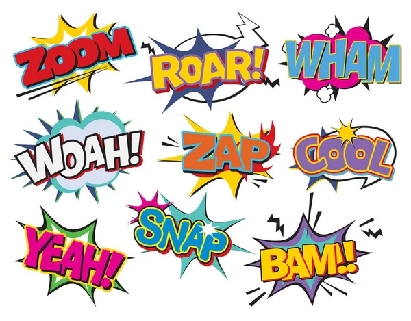 Çizgi roman seti, Pop Art biçimi, beyaz arkaplanda izole