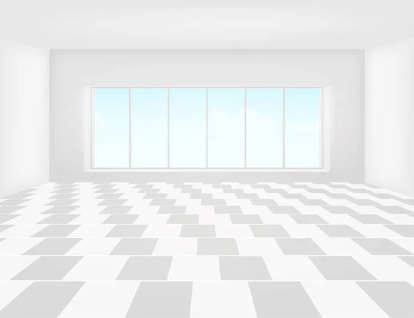 Fliesenboden Mit Gitterlinie Und Licht Aus Dem Fenster Perspektivischer Ansicht — Stockvektor