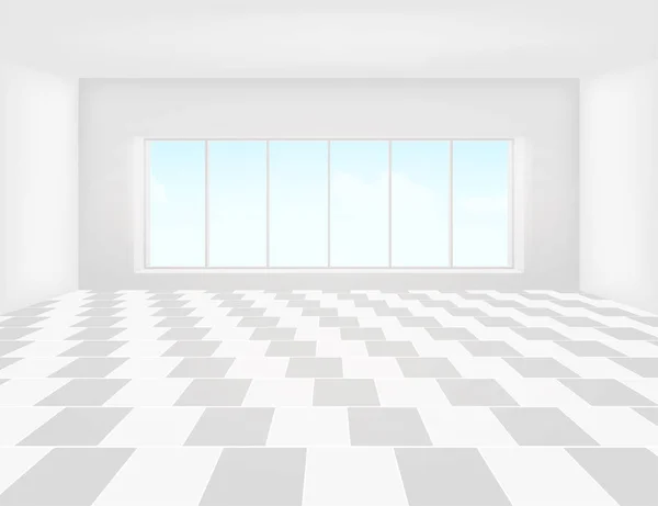 Tile Floor Grid Line Light Window Perspective View Background — Stock Vector