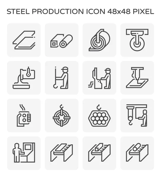 Stahlproduktion Und Rohr Icon Set 64X64 Pixel Perfekt Und Editierbar — Stockvektor