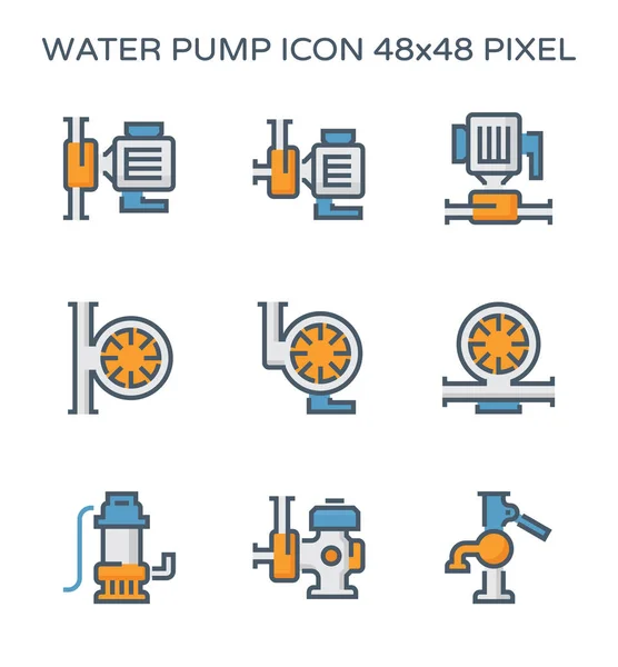 Juego Iconos Bomba Agua Eléctrica Equipo Agrícola Píxel Perfecto 48X48 — Vector de stock