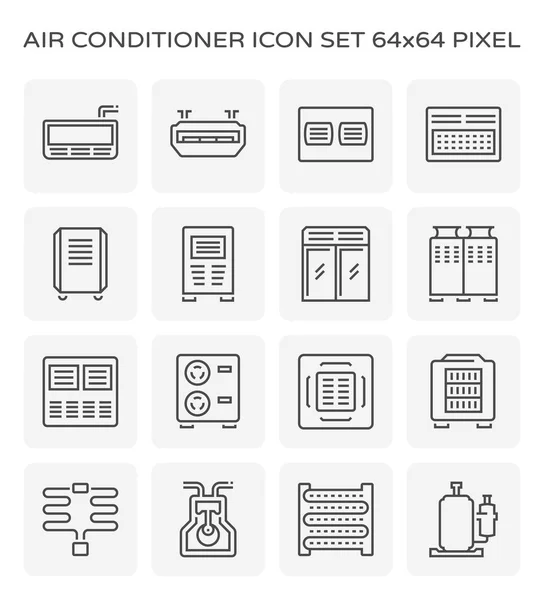 Conjunto Iconos Aire Acondicionado Compresor Aire Píxel Perfecto 64X64 Carrera — Vector de stock