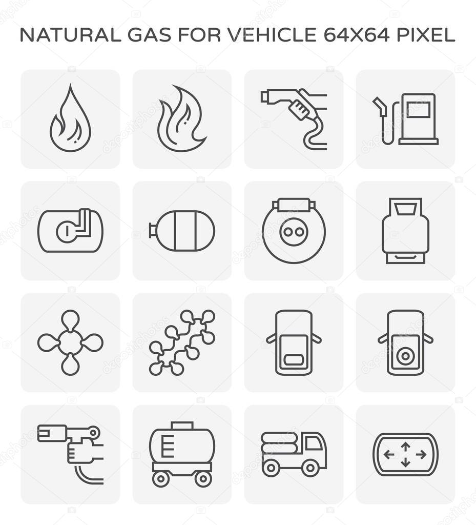 Natural gas vehicle icon set, 64x64 pixel perfect and editable stroke.
