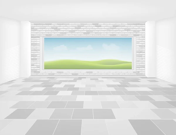 室内背景のタイルの床 レンガ壁 — ストックベクタ