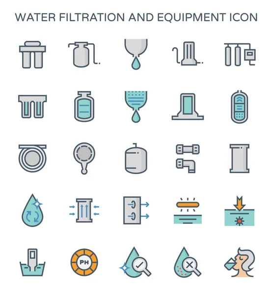 Набор Значков Фильтрации Воды Оборудования — стоковый вектор