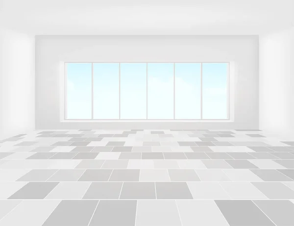 グリッド線と背景のパース ビューの窓から光のタイル張りの床 — ストックベクタ