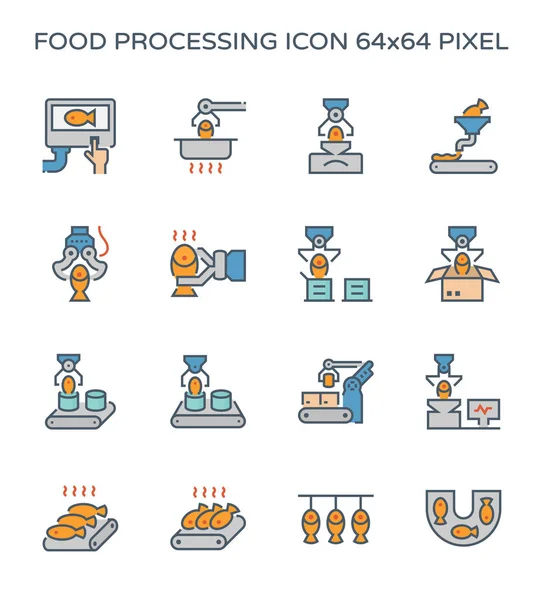 Conjunto Iconos Procesamiento Alimentos 64X64 Píxeles Golpe Perfecto Editable — Archivo Imágenes Vectoriales
