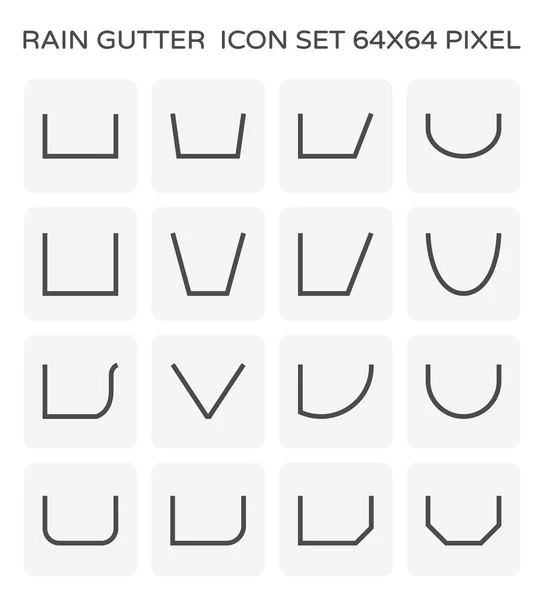 Dachrinnenprofil Icon Set 48X48 Perfekte Pixel Und Editierbarer Strich — Stockvektor