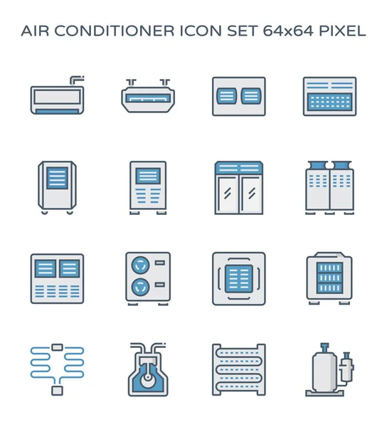 Air Conditioner Lucht Compressor Pictogram Set Perfect Pixel Bewerkbare Beroerte — Stockvector