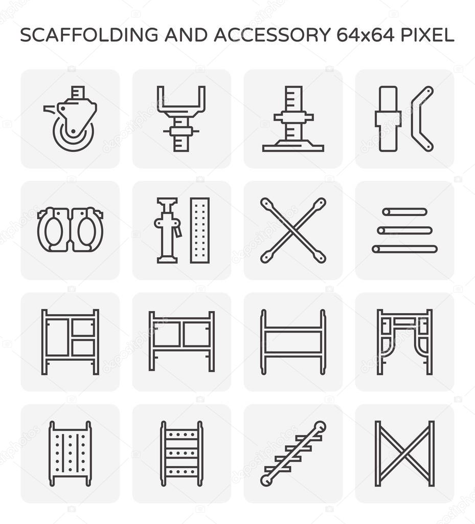 Scaffolding and accessory icon set, 64x64 perfect pixel and editable stroke.