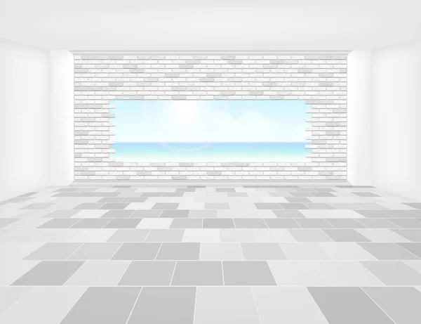 Tile Floor Brick Wall Room Background — Stock Vector