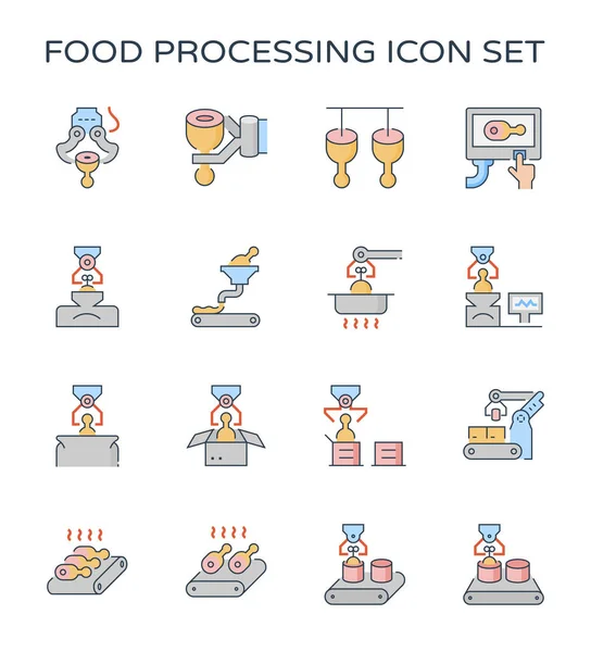 Conjunto Iconos Procesamiento Alimentos Carrera Editable — Archivo Imágenes Vectoriales