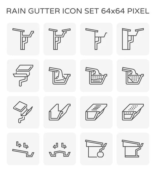 Regenrinnen Icon Set 64X64 Perfekte Pixel Und Editierbarer Strich — Stockvektor