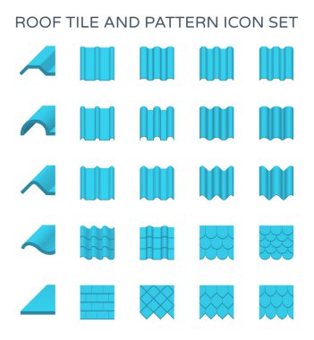 Çatı kiremit ve desen Icon set.