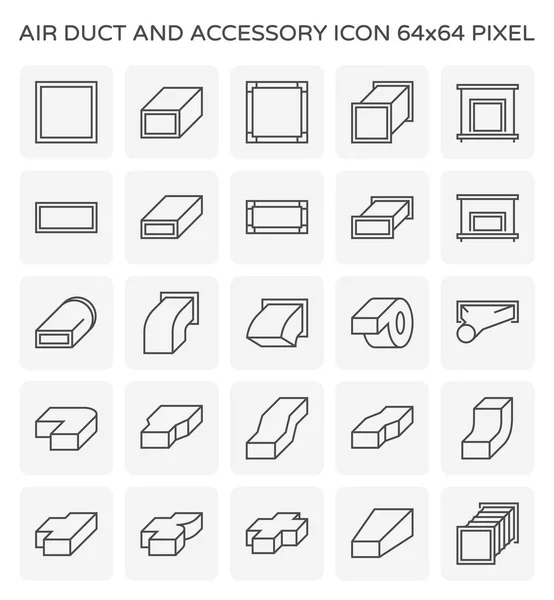 Luftkanal Und Zubehör Icon Set 64X64 Perfekte Pixel Und Editierbarer — Stockvektor