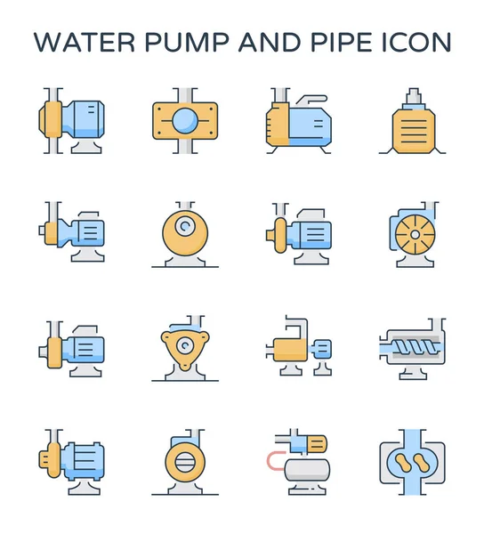 Conjunto Iconos Bomba Agua Eléctrica Equipo Agrícola Carrera Editable — Vector de stock