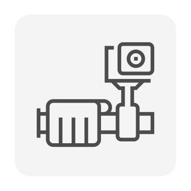 Spor kamera ve fotoğraf ekipman vektör simgesi, 64 x 64 mükemmel piksel ve düzenlenebilir kontur.