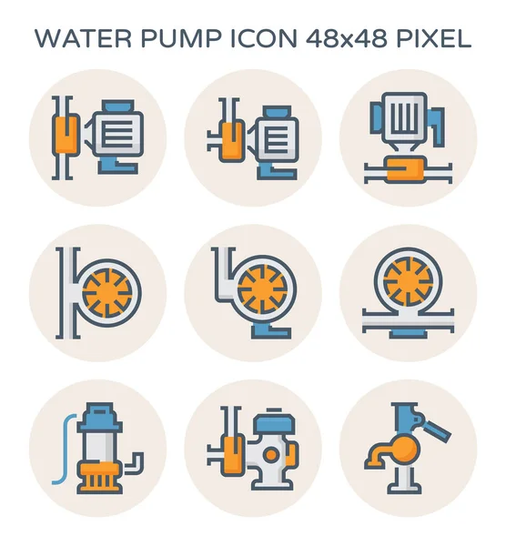 Juego Iconos Bomba Agua Eléctrica Equipo Agrícola Píxel Perfecto 48X48 — Vector de stock