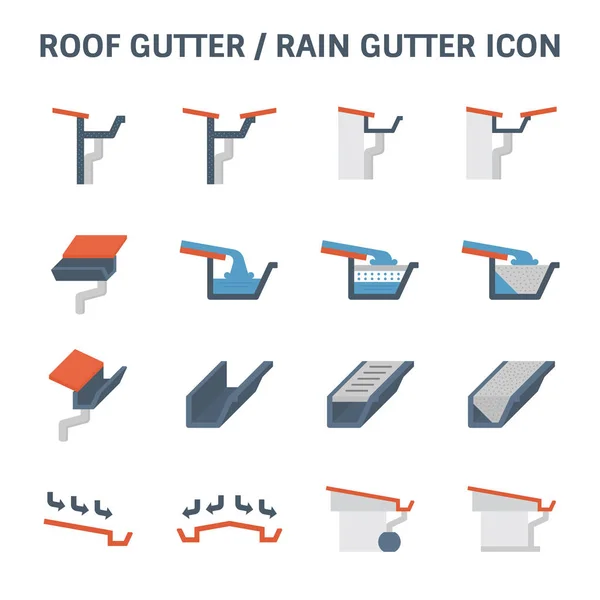 屋面天沟排水系统矢量图标集设计 — 图库矢量图片